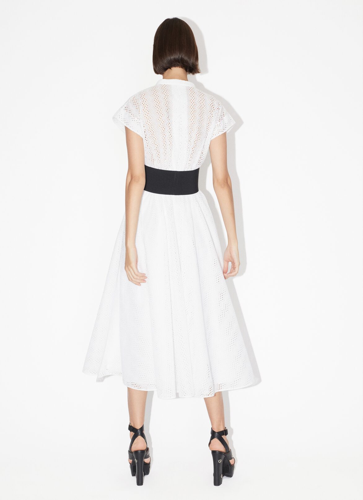 Broderie anglaise belted dress ALAÏA WHITE BRODERIE ANGLAISE BELTED DRESS